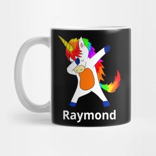 Raymond First Name Personalized Dabbing Unicorn Mug